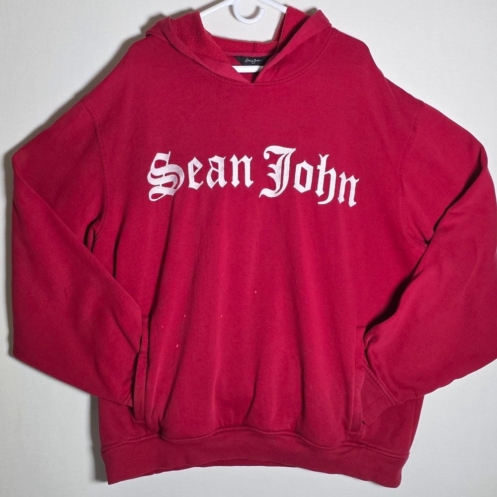Y2K Sean John Embroidered Hoodie Mens 3XL Old English Lettering Early 2000s XXXL